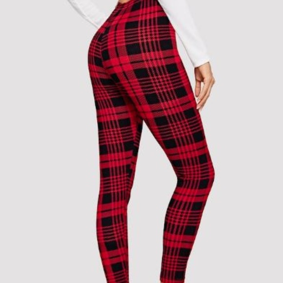 Buffalo Red Plaid Skinny Leggings - Picture 3 of 4